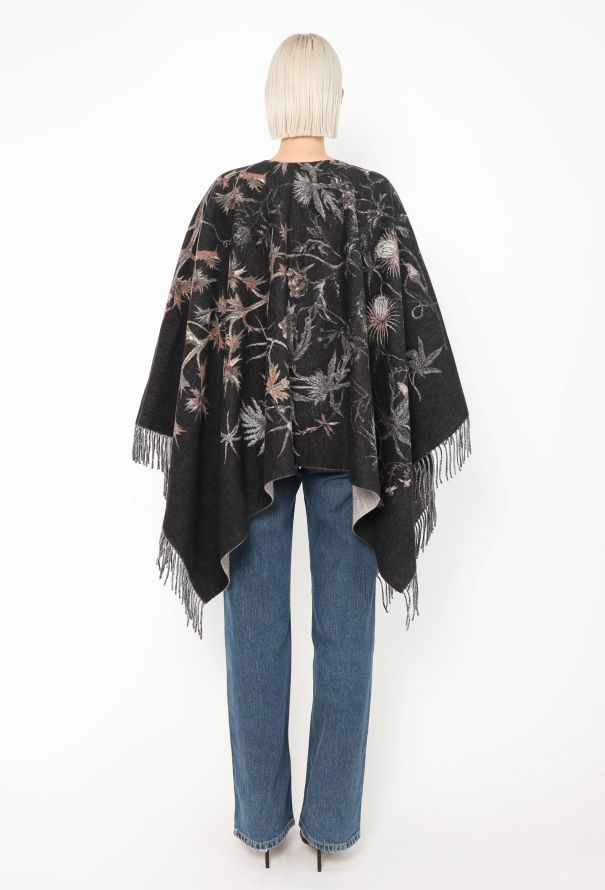 Dior Fringed Floral Angora Poncho - 3