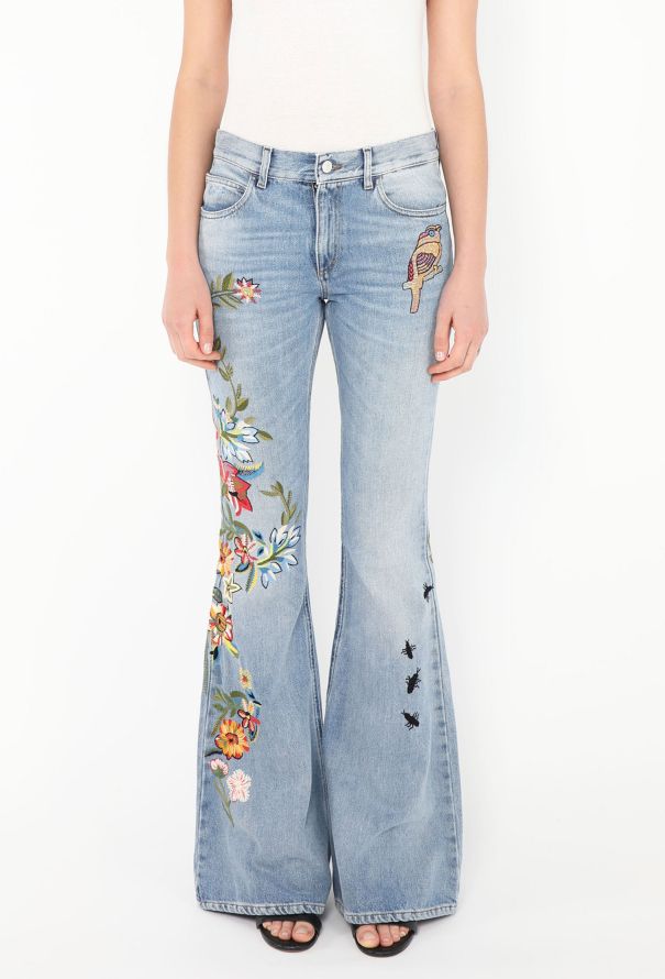 Gucci Pre-Fall 2016 Embroidered Flared Jeans - 3