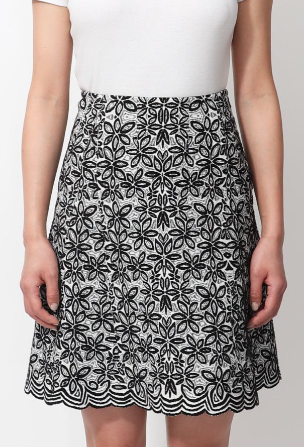Alaïa Floral Textured Skirt Black & white - 2