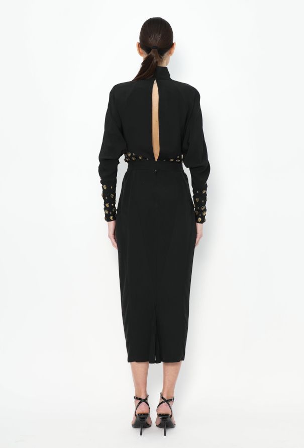 RARE Karl Lagerfeld F/W 1986 Adorned Silk Dress - 5