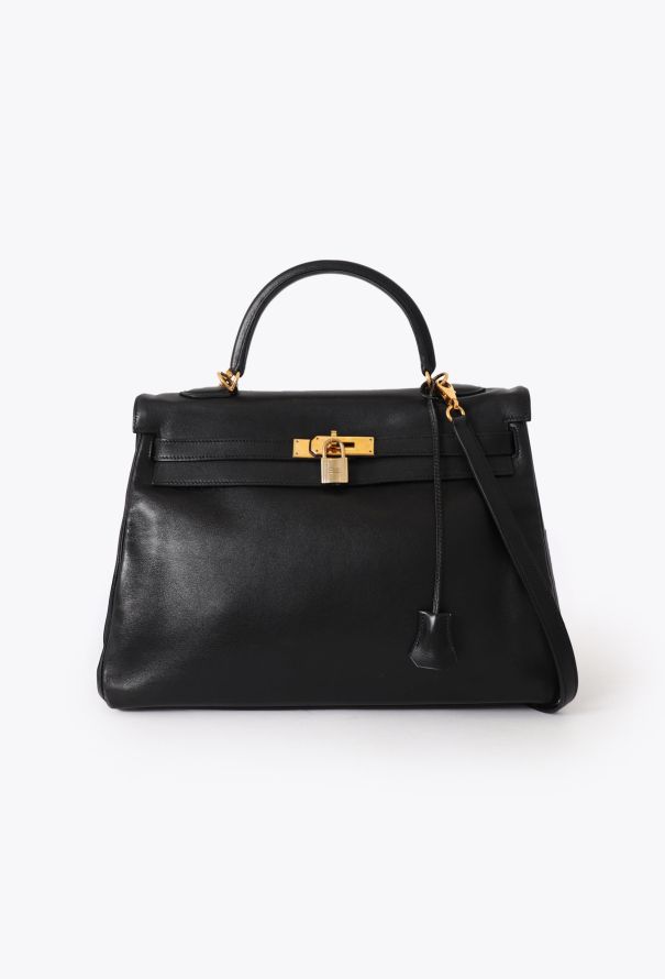 Hermès Vintage Black Swift Kelly Retourné 35 - 3