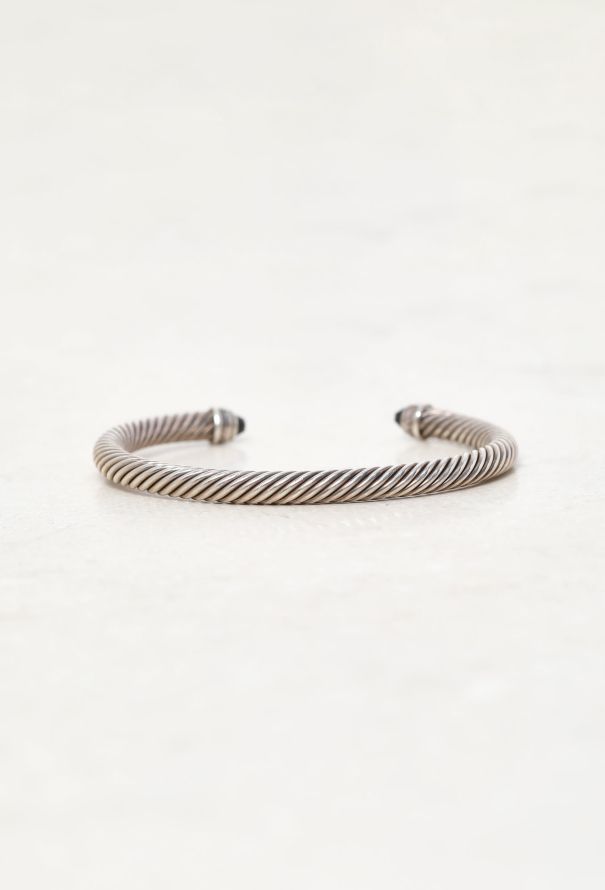 David Yurman Sterling Silver, Diamond & Onyx Classic Cable Bracelet - 8