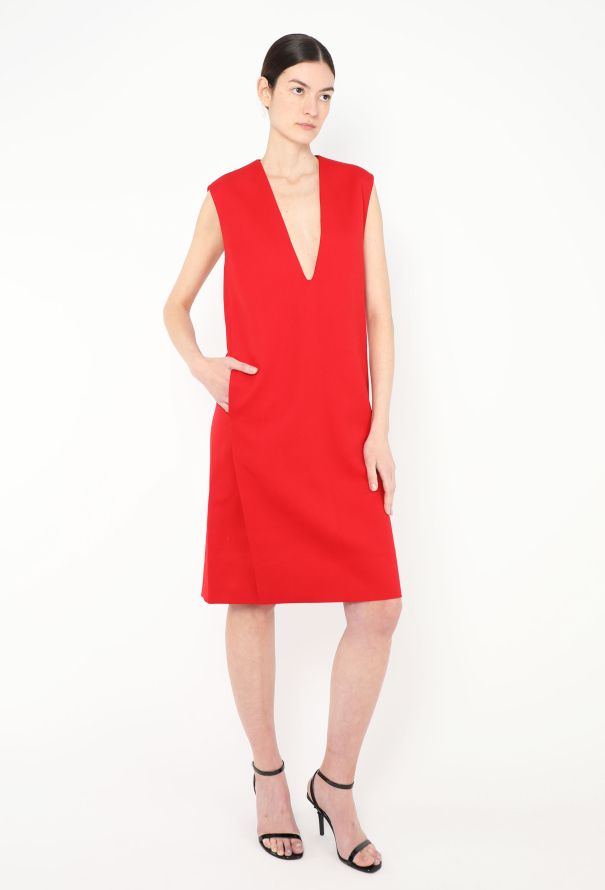 Céline Plunging Twill Shift Dress - 3