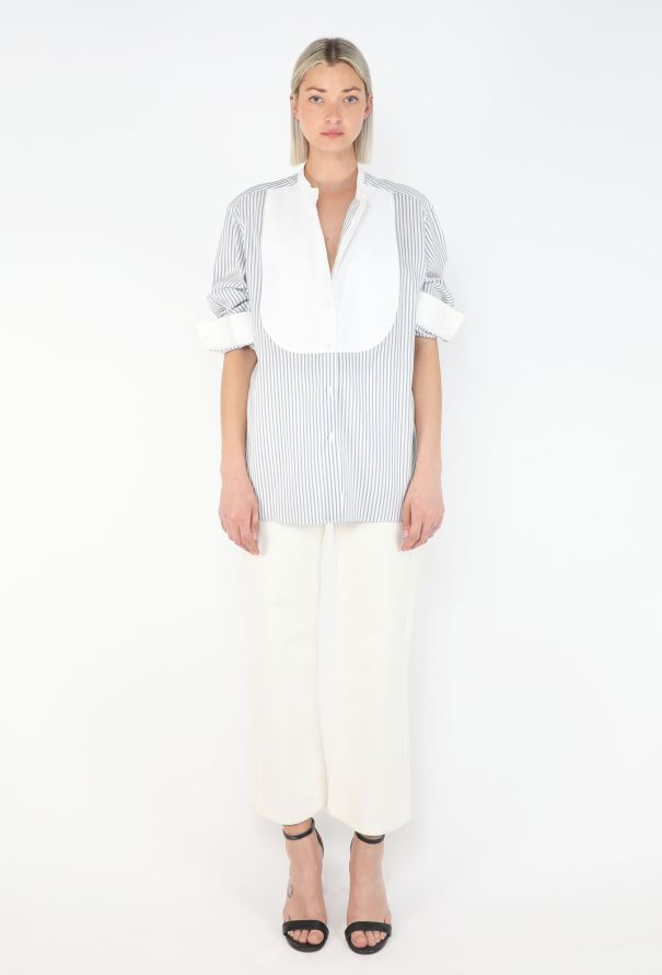 Loewe Silk Pinstripe Bib Shirt - 2