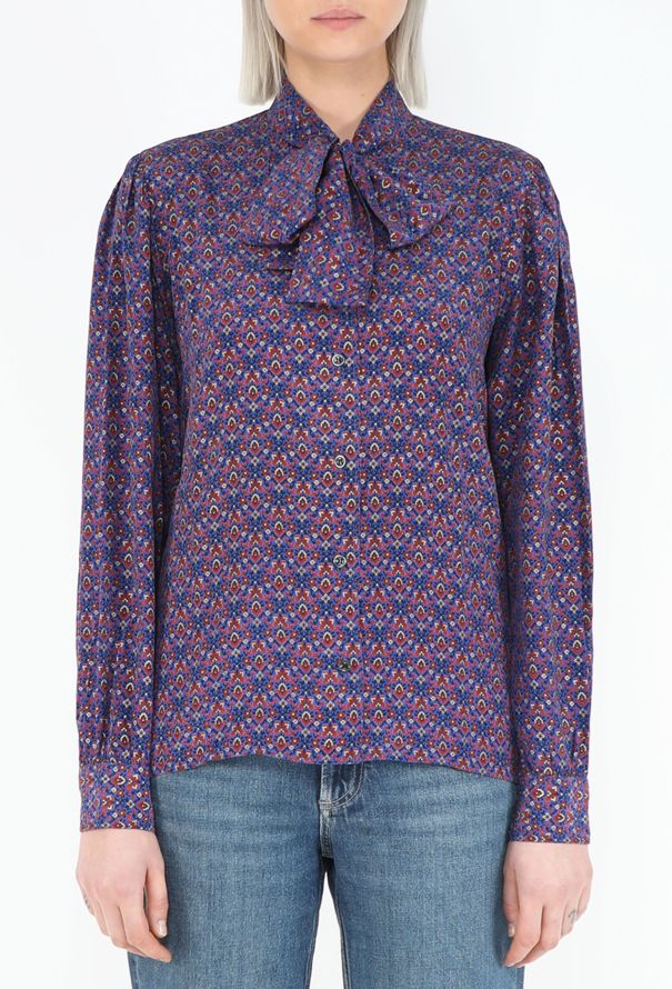 Saint Laurent '70s Printed Silk Lavallière Blouse - 4