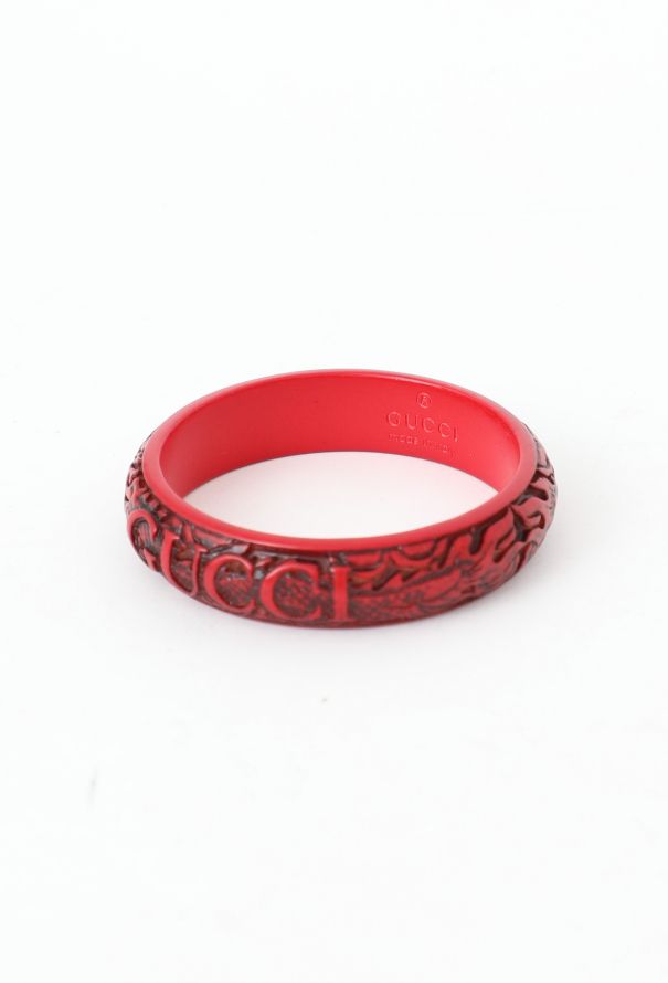 Gucci F/W 2019 Dragon Engraved Wooden Bangle - 4