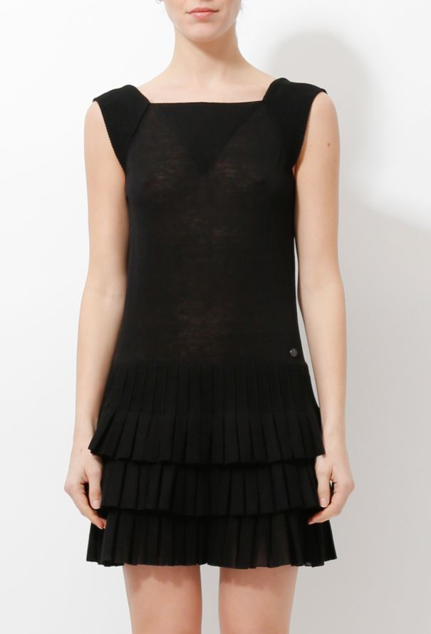 Chanel Pleated Knit Shift Dress - 3