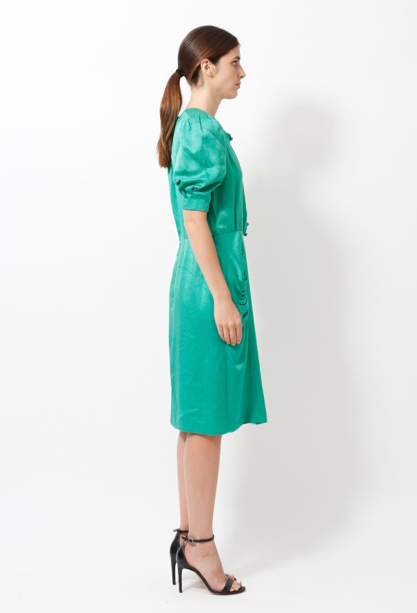 Jean-Louis Scherrer Vintage Emerald Green Silk Dress - 4