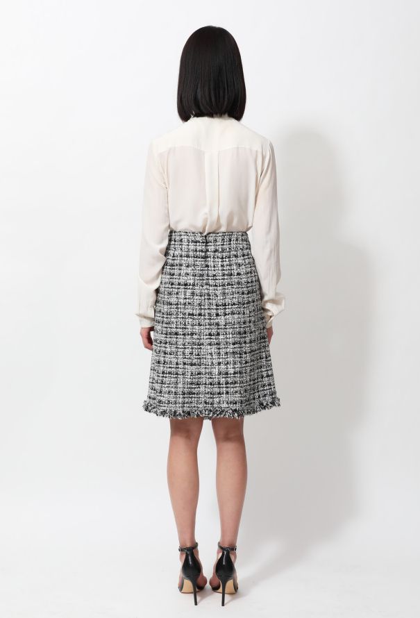 Chanel Timeless Tweed Fringe Trim Skirt - 4