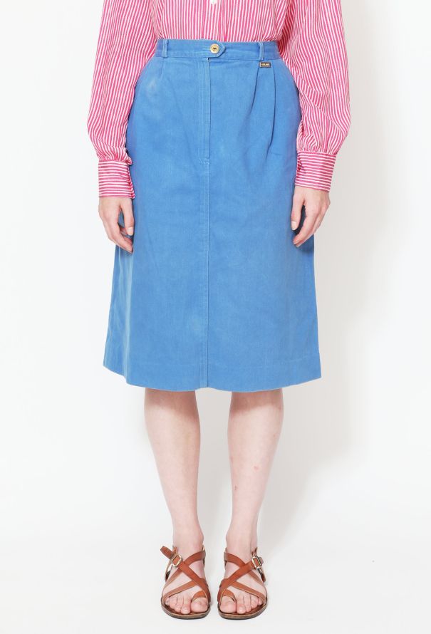 Céline 70s Jean's High-Waisted Blue Denim Skirt - 2