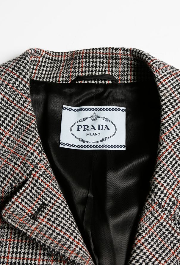 Prada F/W 2018 Belted Houndstooth Coat - 6