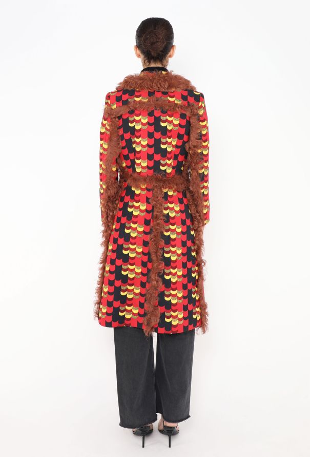 Prada F/W 2014 Graphic Shearling Trim Coat - 7