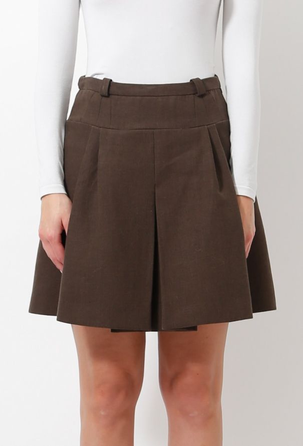 Balenciaga Pleated Linen Skirt - 1