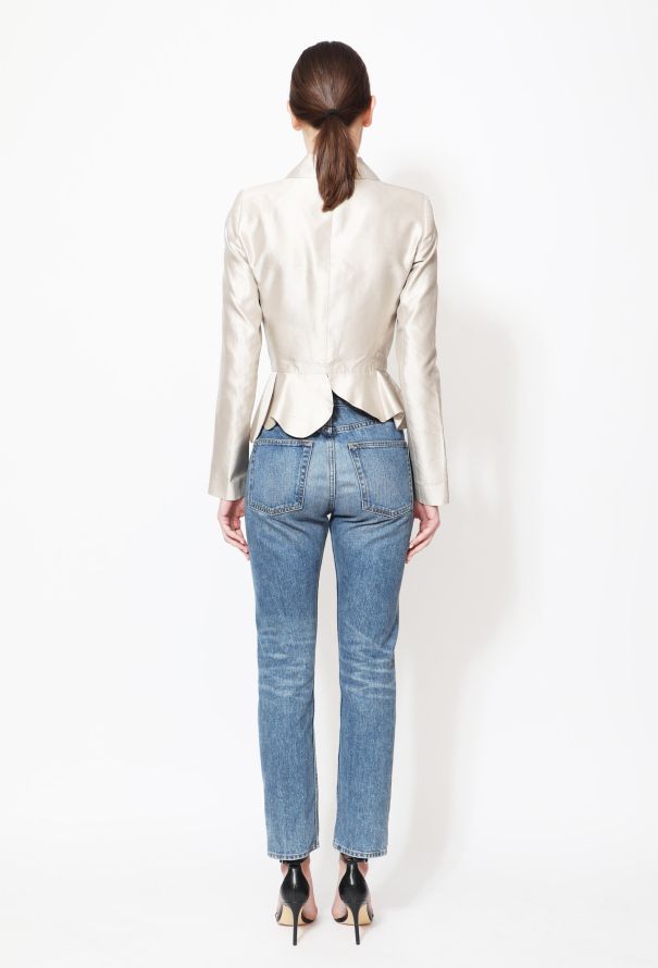 Balenciaga 2010 Champagne Silk Zip Jacket - 3