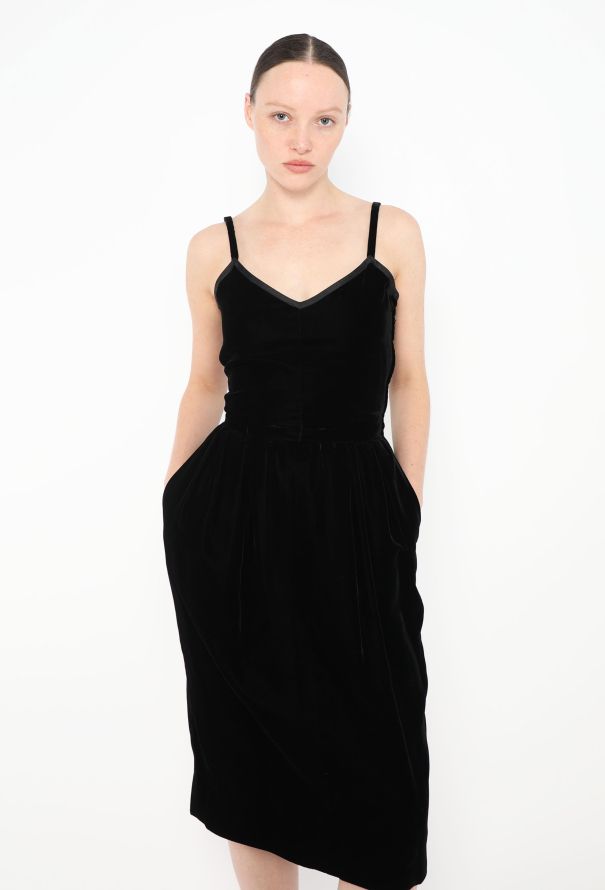 Saint Laurent Vintage Velvet Grosgrain Trim Dress - 3