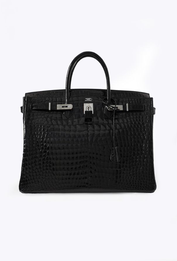 Hermès Shiny Black Porosus Birkin 40 - 3