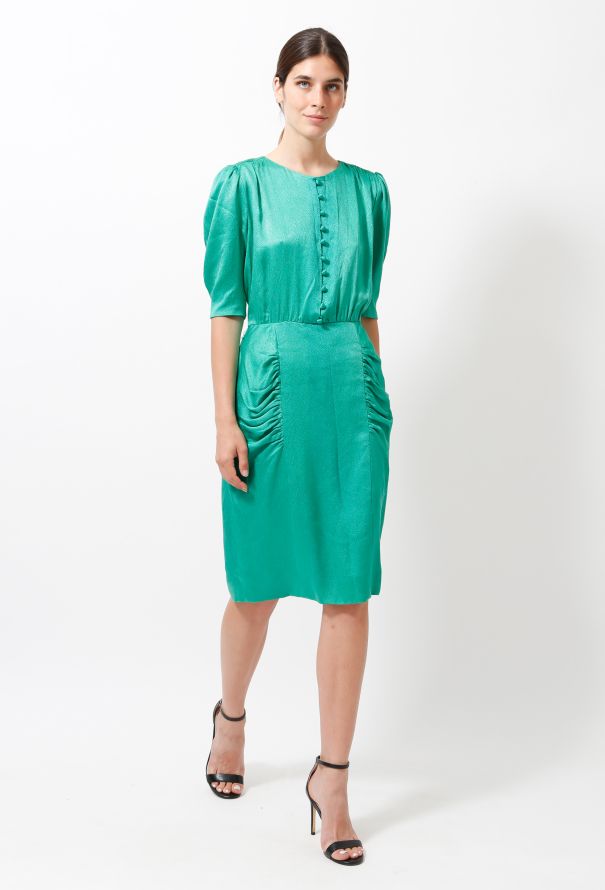 Jean-Louis Scherrer Vintage Emerald Green Silk Dress - 3