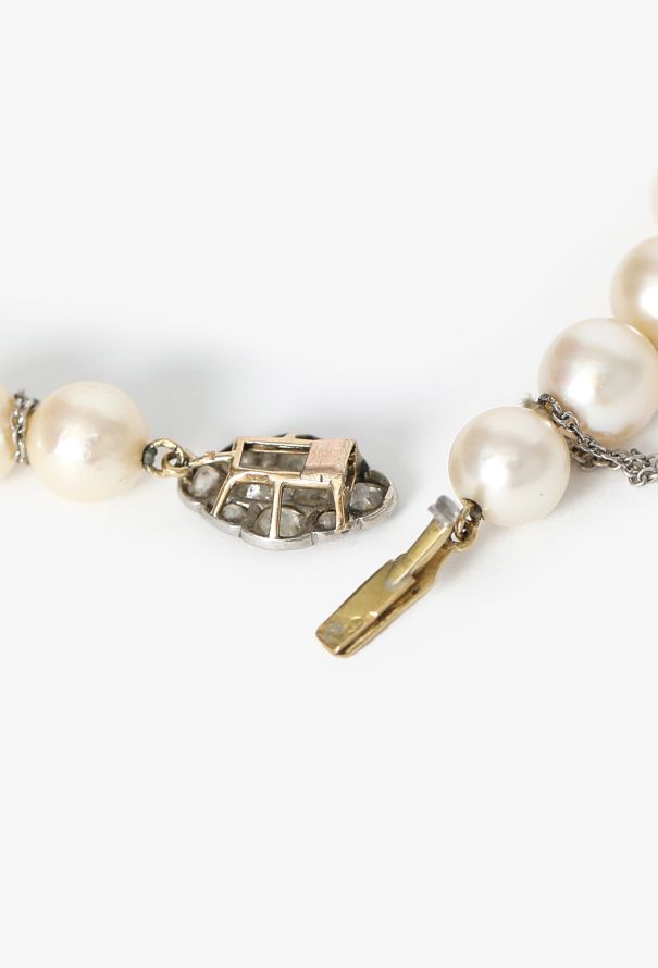 Vintage Fine Jewelry Cultured Pearl Necklace with Diamond Clasp, 1950s - 5