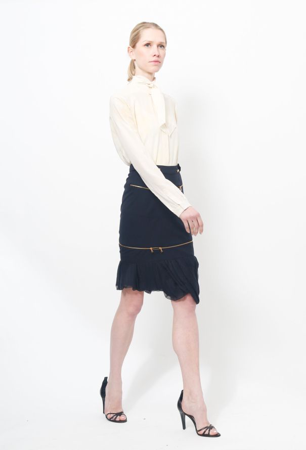 Balenciaga S/S 2005 Navy Zip Skirt - 3