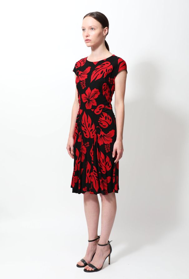 Prada Floral Print Ruched Day Dress - 3