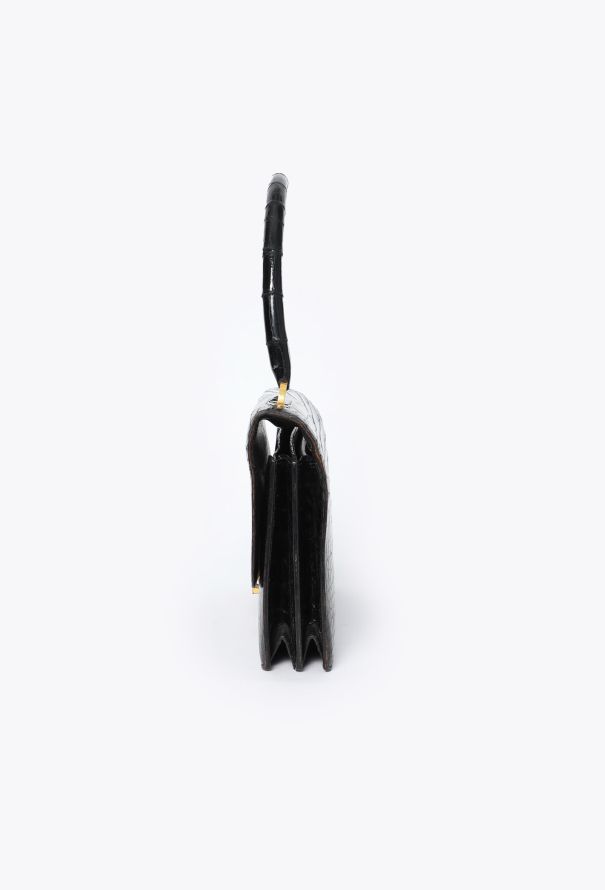 Hermès Vintage Black Porosus Ring Bag - 3