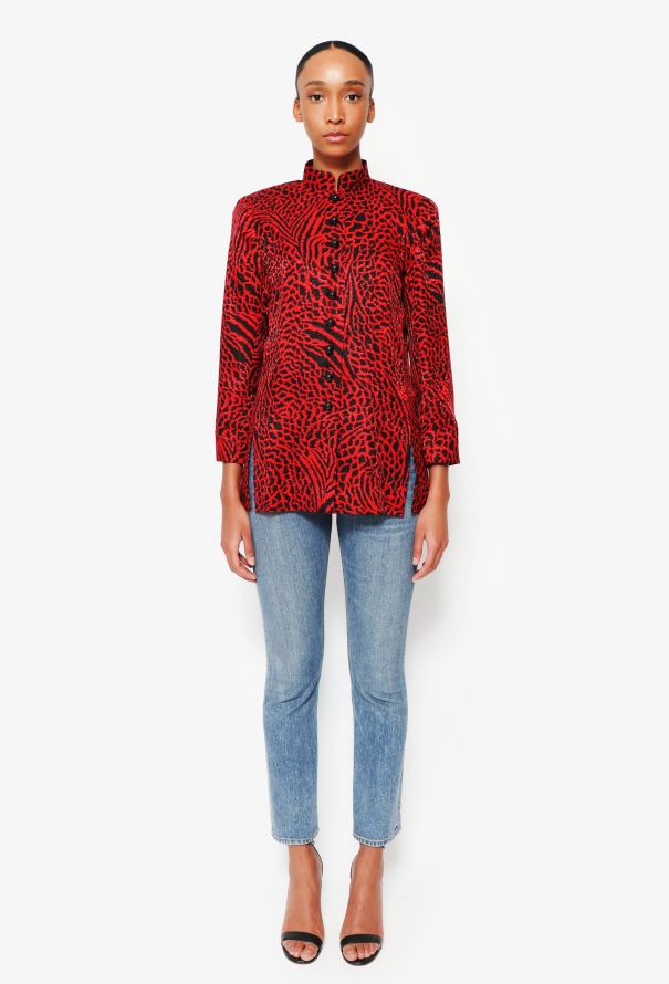 Saint Laurent 1996 Leopard Print Silk Blouse - 3