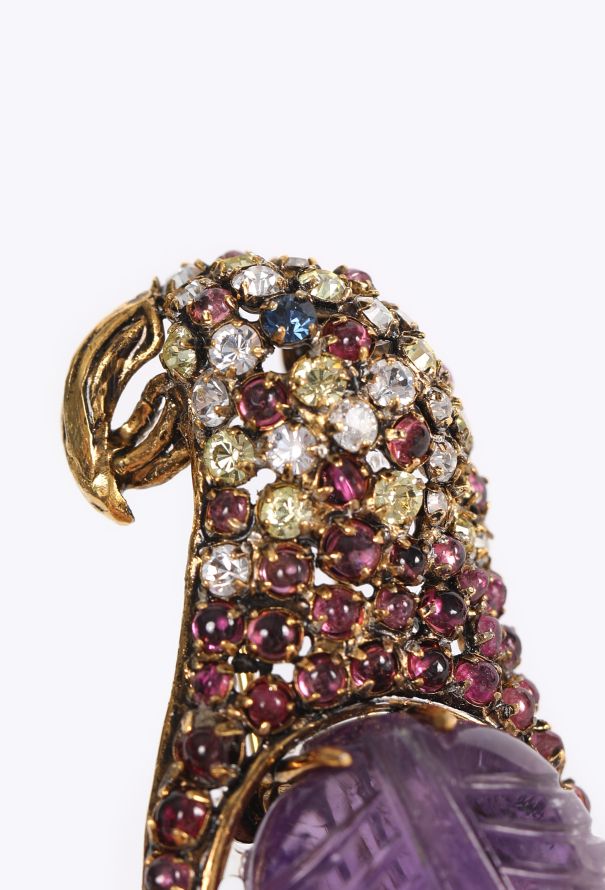 Iradj Moini Embellished Parrot Brooch, 1990s - 2