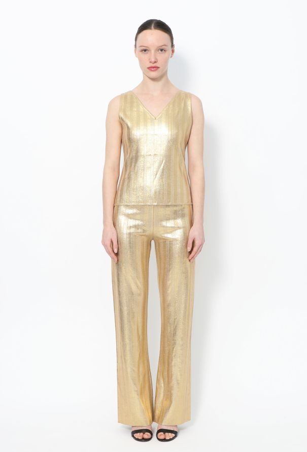 Thierry Mugler Gold Metallic Knit Ensemble – 2001 Couture Collection - 1