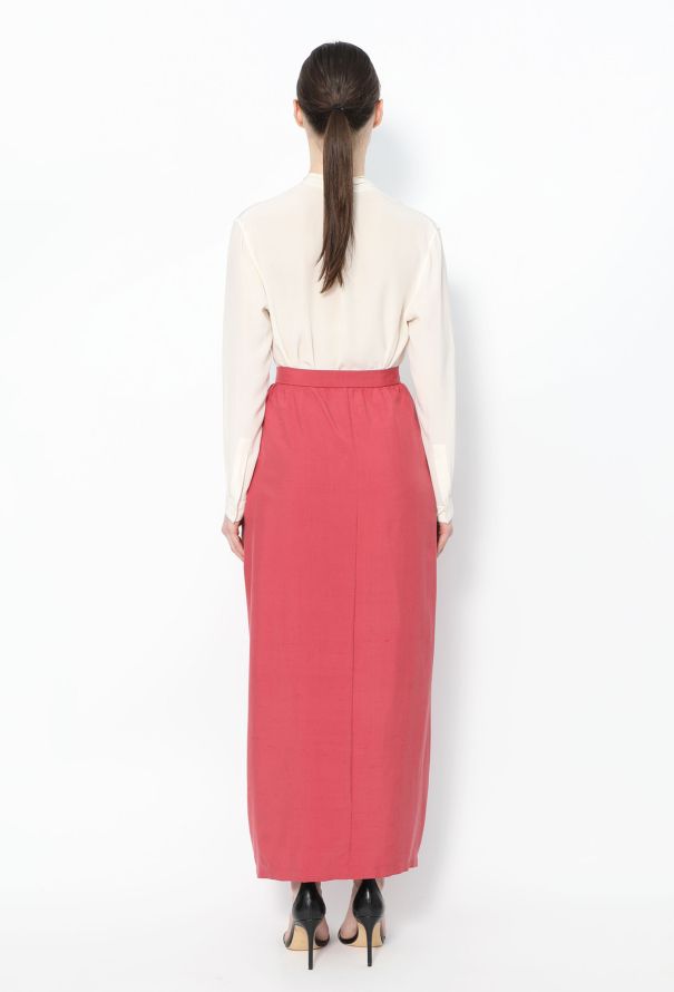 Saint Laurent Vintage Pleated Silk Skirt Raspberry pink - 4