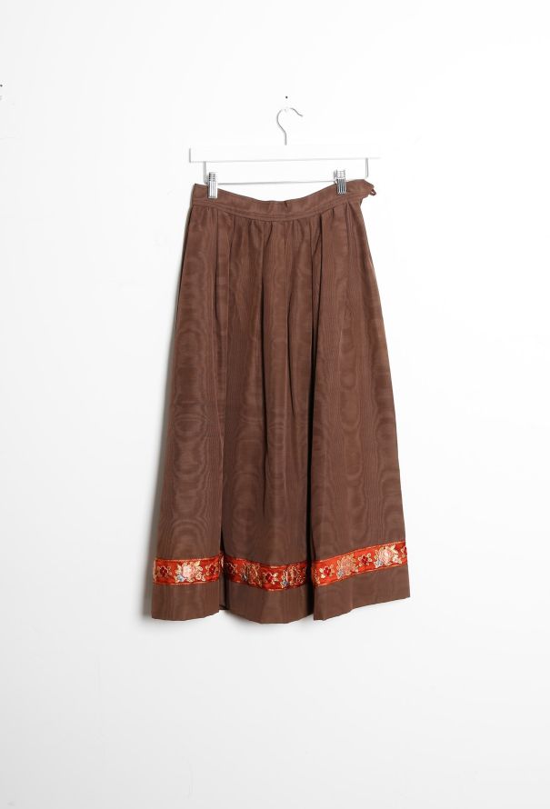 Saint Laurent 70s Floral Embroidered Flared Skirt - 6