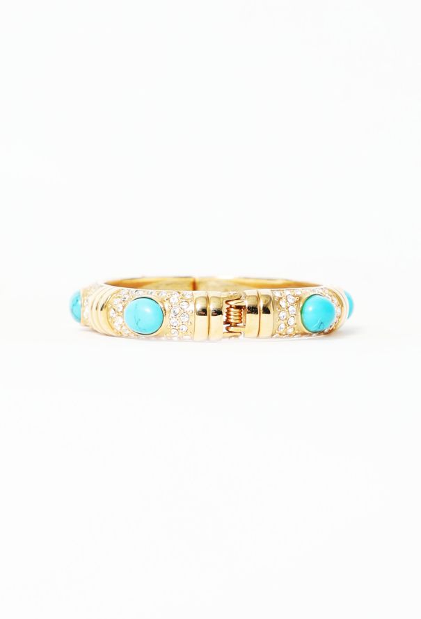Kenneth Jay Lane Turquoise & Strass Cabochon Bracelet - 3