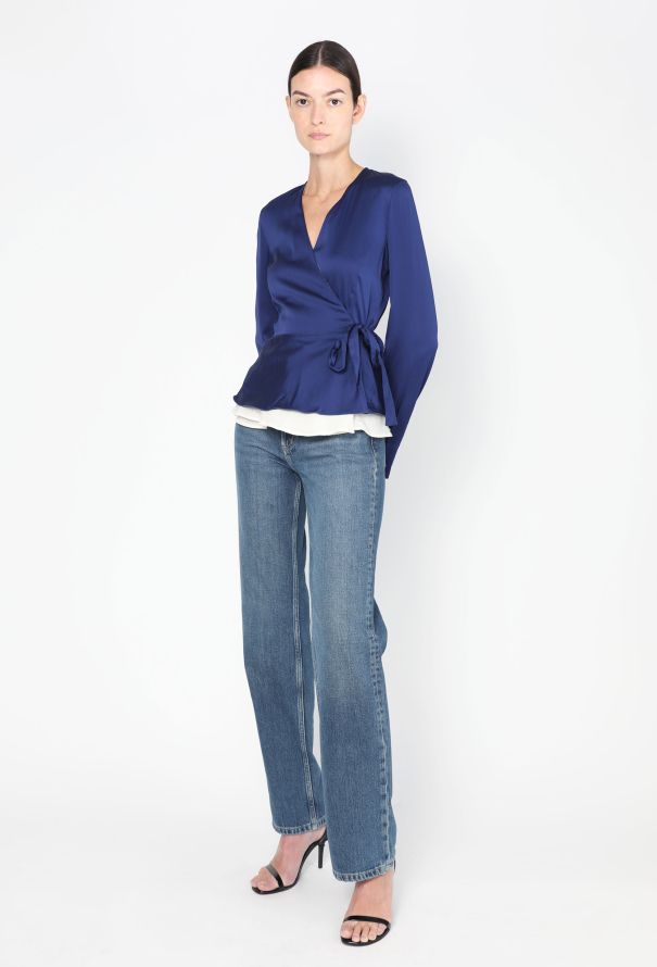 Céline Charmeuse Silk Wrap Blouse - 3
