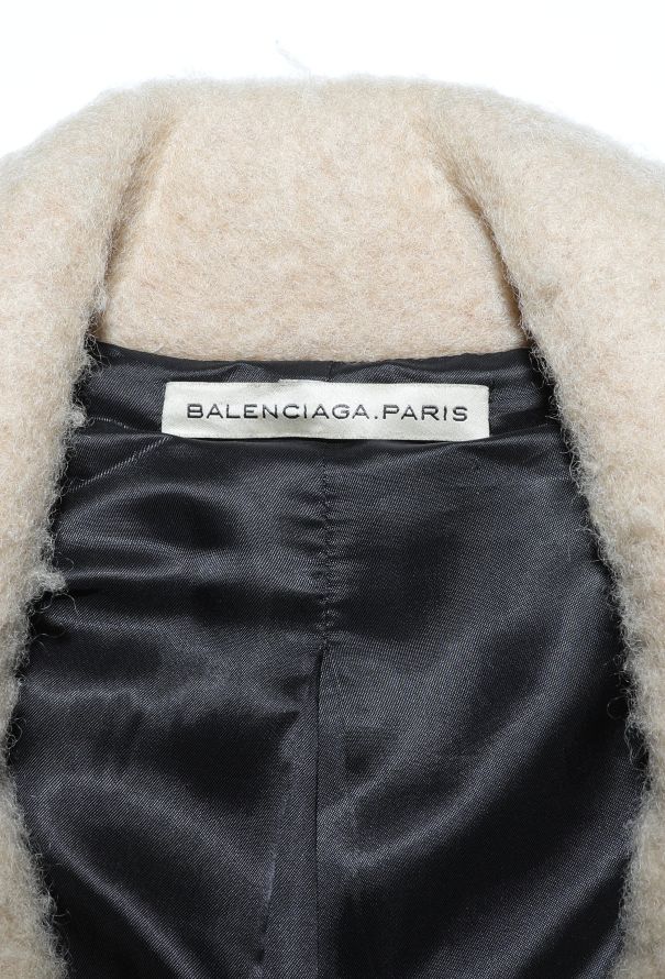 Balenciaga Early 2000s Felted Leather Trim Peacoat - 5
