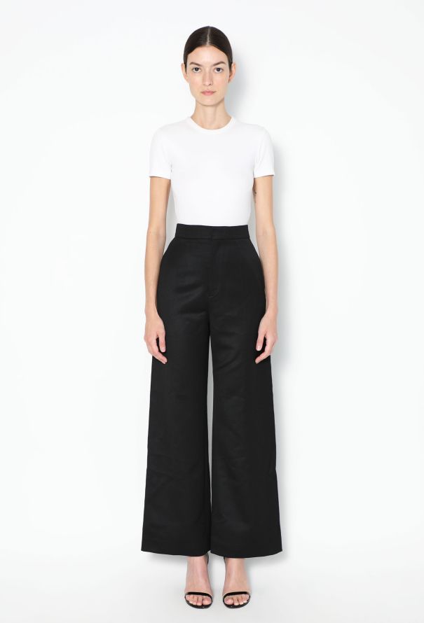 Loewe Black High-Waisted Twill Trousers - 1