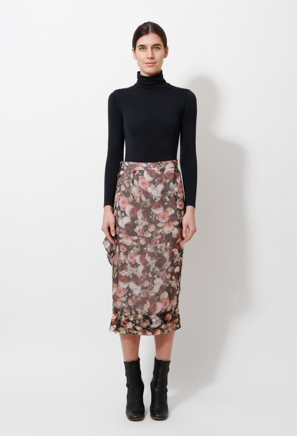 Givenchy F/W 2013 Rose Printed Silk Skirt - 1
