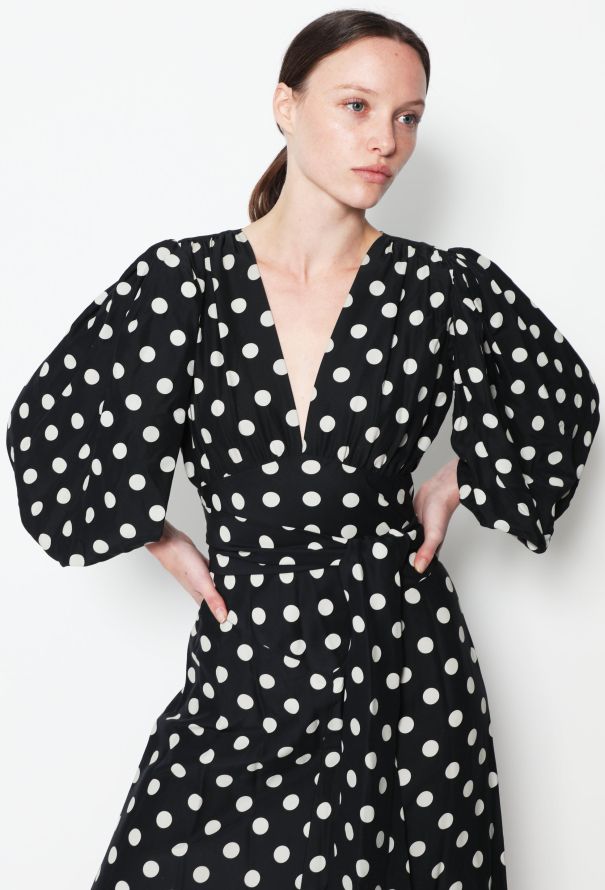 Saint Laurent 70s Polka Dot Belted Silk Dress - 2