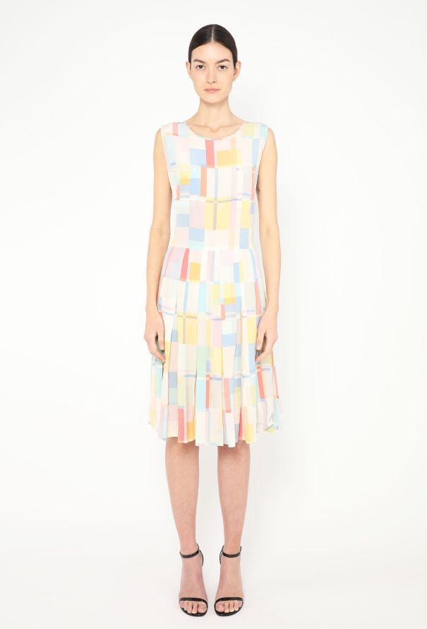 Chanel Rare 1999 Colorblock Chiffon Dress - 3