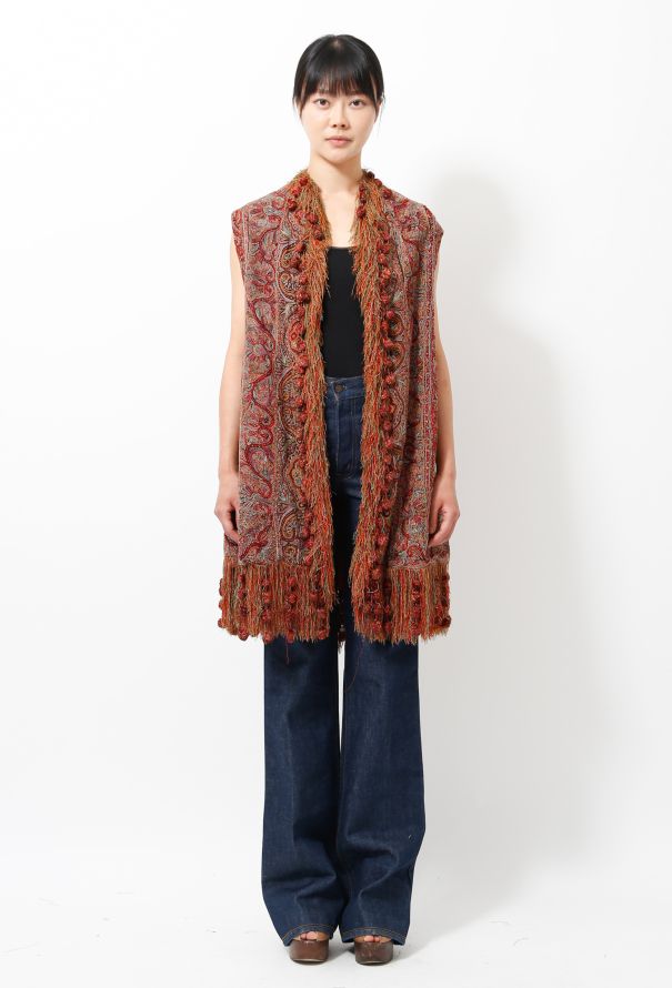 Vintage Paisley Embroidered Fringed Vest - 4