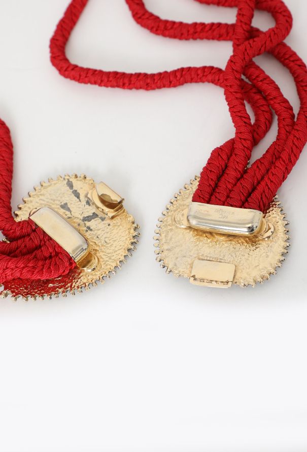 Saint Laurent F/W 1981 Gilded Cabochon Cord Belt - 6