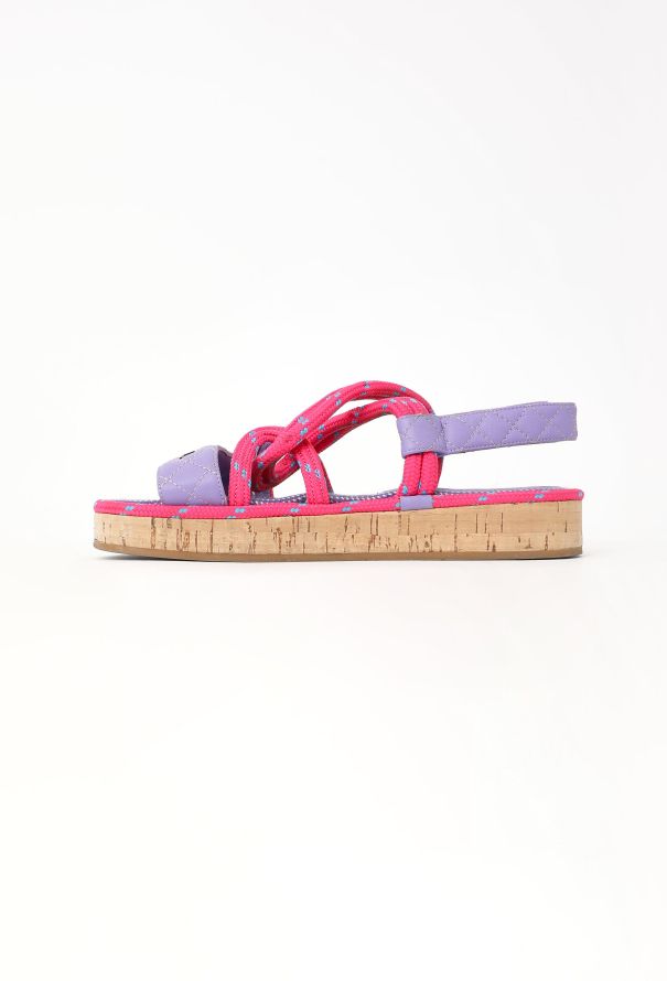 Chanel 2021 Quilted 'CC' Cord Sandals - 4