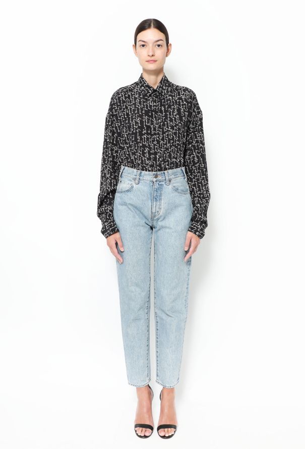 Givenchy Scripted Silk Blouse Black - 3