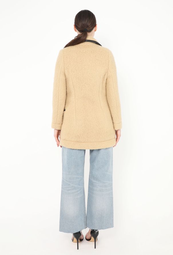 Balenciaga Early 2000s Felted Leather Trim Peacoat - 4