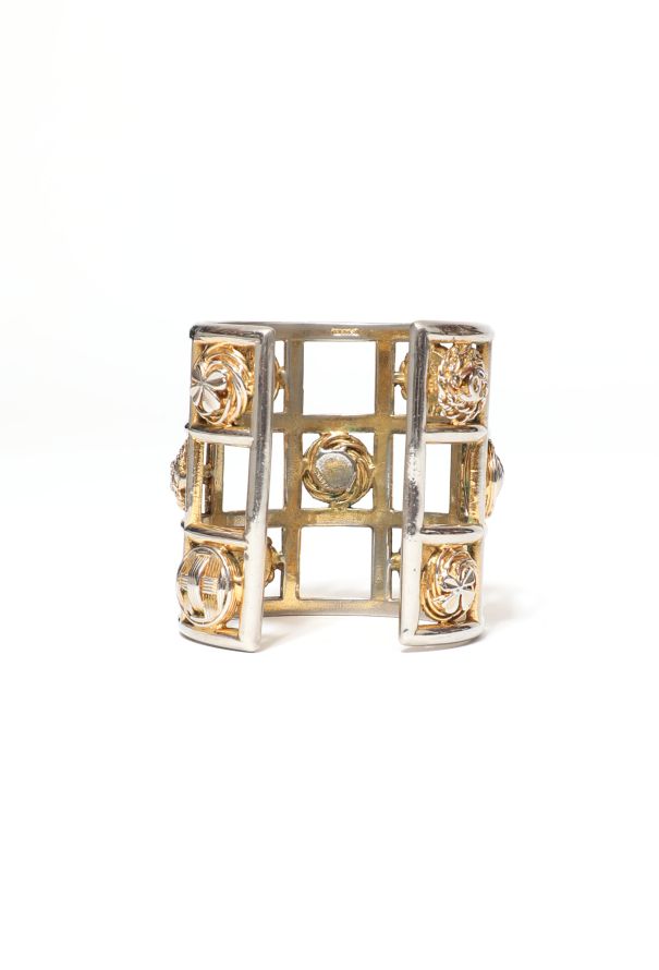 Chanel Vintage Metallic 'CC' Lucky Clover Cuff - 3
