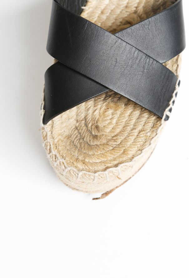 Céline Leather Strap Espadrille Platforms - 8