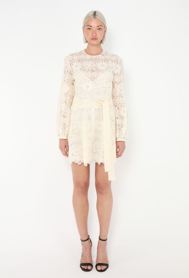 Valentino Belted Floral Lace Romper - 1