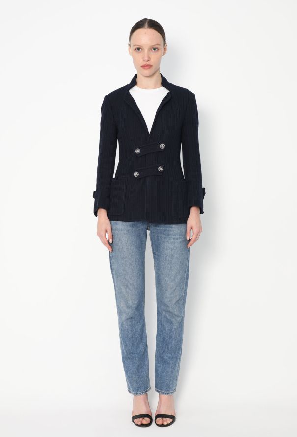 Chanel Asymmetrical Ribbed 'CC' Jacket - 2
