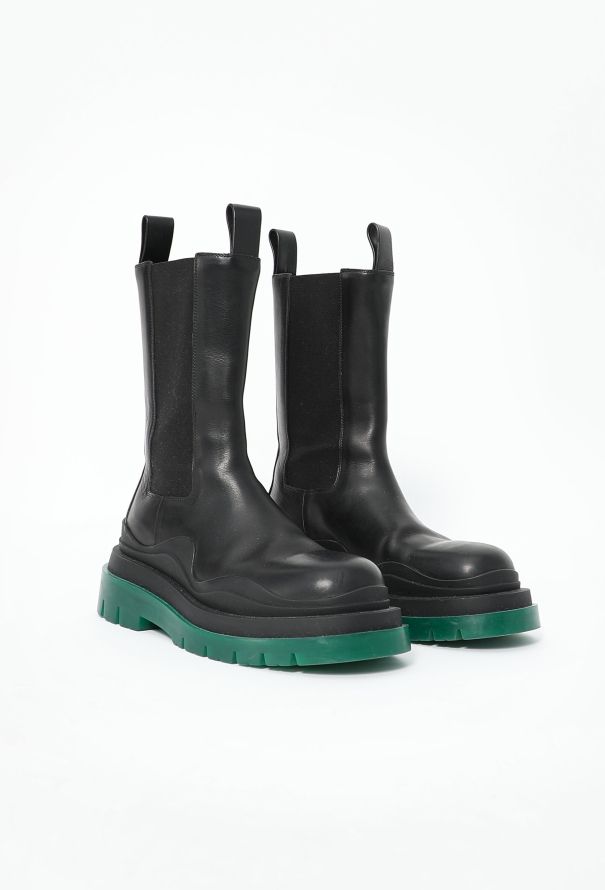 Bottega Veneta Pre-Fall 2020 Tire Chelsea Boots - Black & Green - 3