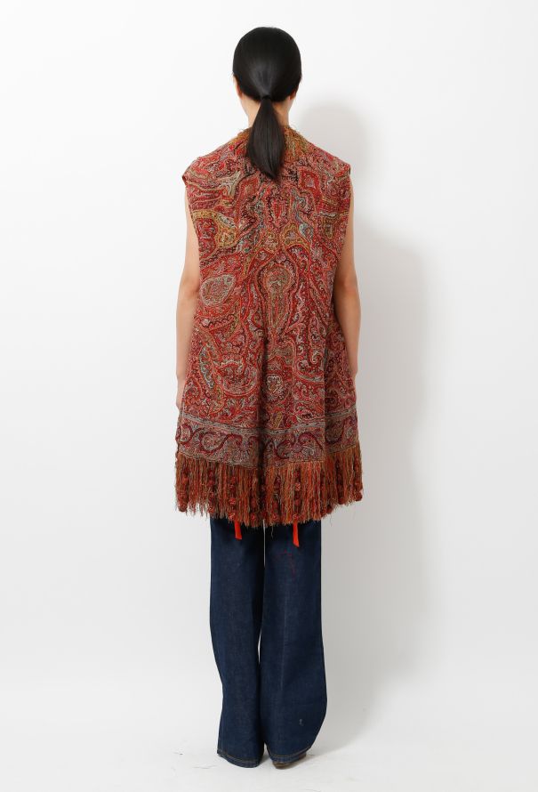 Vintage Paisley Embroidered Fringed Vest - 7