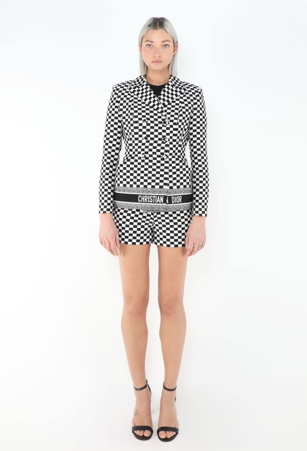Dior S/S 2018 Checkered Bar Jacket Ensemble - 3