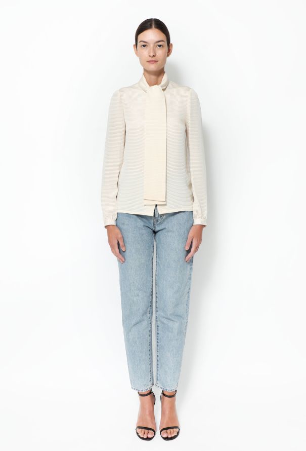 Lanvin Vintage Ribbed Lavallière Blouse - 3